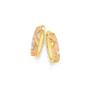 9ct Gold Tri Tone 10mm Stardust Huggie Earrings