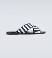 [Manolo Blahnik] Manolo Blahnik Otawi striped canvas sandals AU 8 white