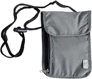 [Ormromra] Neck Pouch Chest Bag with RFID Protection, Bag Neck Pouch Nylon, Waterproof and Lightweight, Unisex Travel Purse Anti-Theft Passport Holder for Passport, Credit Cards and Travel Accessories (Grey),