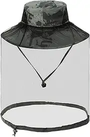 Mosquito Net Hat Midge Head Net Hat with Removable Net, Wide Brim Sun Protection Hat for Fishing Hiking Gardening Camping