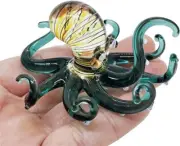 3" L Green Brown Octopus Glass Squid Miniature Sealife Aquarium Animals Figurine