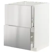 METOD / MAXIMERA base cab f sink+2 fronts/2 drawers, white/Vårsta stainless steel, 60x60x80 cm