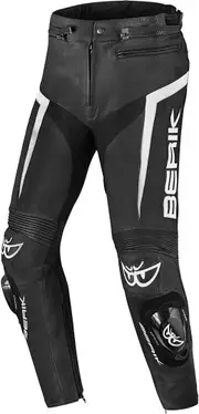 Berik Misle Motorcycle Leather Pants, black-white, Size 58 for Men Black White