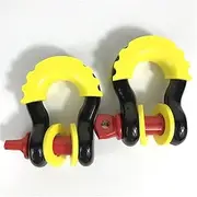 Shackles Winch Rope Anti-Rust 5/8 lnch D Ring Shackle with Isolators & Washers 19.5 Ton(42990 Lbs) Max Break Strength 4x4 Towing Recovery Hook(2pcs-Black Yellow)