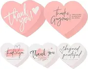 HAMPPLIES 150pcs Heart Shaped Thank You Cards for Small Business Packaging Elegant Thank You Tags for Weddings Birthdays Showers More Classic Decorative Design