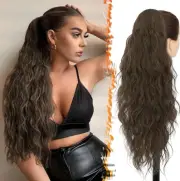 BARSDAR 26" Brown Wavy Drawstring Ponytail Extension Medium Brown Long Sexy Fun