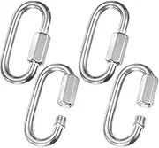 uxcell 4-Pack Quick Chain Link Connector, M6 1/4" 316 Stainless Steel D-Shape Locking Repair Chain Links for Swing/Camping/Hiking/Backpack, Twist Key Ring Screw Chain Link [Silver]