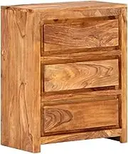 Durable Solid Wood Acacia Drawer Cabinet 60x33x75 cm with Ample Storage and Simple Design for Home Decor - Safety Attachment Included, No Assembly Needed