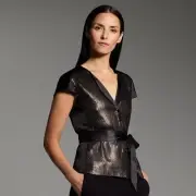 $68 Narciso Rodriguez for DesigNation Sequin Charmeuse Short Sleeve Jacket