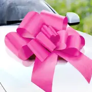 Big Car Bow with 2 Gold Accessory Bows (Pink, 23 Inch), Giant Bow for Car, Girl
