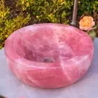 "Rose Quartz Marble Sink – Luxury Stone Vanity Basin for Bathroom Countertop"