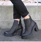 Dr. Martens Magdalena Leather Chelsea Boot Black Heel Platform Ankle US 9