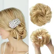 Synthetic Hair Bun Extensions Messy Curly Elastic Hair Scrunchies Hairpieces Synthetic Chignon Donut Updo Hair Pieces for Women (Bulk Buy : 1 PC, Color : 27H613)