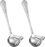 Small Ladle Gravy Ladle Drizzle Spoon Stainless Steel Saucier Mini Sauce Soup Spoon for Sauce Serving, Set of 2