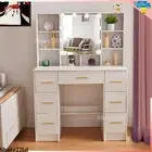 Dressing Table with LED Openable Mirror Makeup Desk Vanity Table Set + 7 Drawers