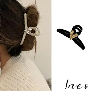 【INES】愛心鯊魚夾/韓國設計復古緞帶金屬愛心造型抓夾 鯊魚夾(2色任選)
