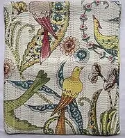 Sambhav Quilt Hub Handblock Animal Print Handmade Cotton Kantha Quilting Boho Throw Blanket Hippie Queen/King Size Bohemian Block Kantha Quilt (White, King 90"x108")