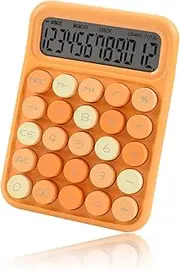 [Valtiner] Desktop Calculator 12 Digit, Cute LCD Display Mechanical Basic Standard Calculators with Big Buttons, Aesthetic School Office Supplies (Mixed Orange)