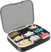 Restree Extra Large Pill Organizer, Portable Splittable Pill Case,Moisture-Proof Travel Pill Box for Vitamin,Fish Oil/Supplements(Black)