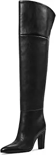 [wetkiss] Thigh High Boots for Women, Over the Knee Boots with Chunky Heel, Side Zipper, Wide Calf Design, Stylish and Comfy