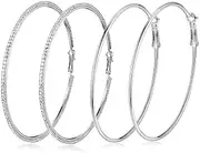 [EFTOM] Large Rhinestone Hoop Earrings Shining Crystal Big Hoop Dangle Earrings for Women Girls 60mm/80mm/90mm/100mm