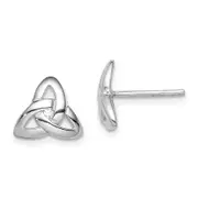 Sterling Silver Rhodium-Plated Clear Cz Trinity Symbol Post Earrings