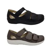 Lorella Jane Ladies Shoes Casual Adjustable Tabs Flat Sole Light Cut out Sides