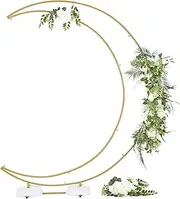 Vincidern 6.9ft Balloon Arch Stand Curved Wedding Arch Backdrop Stand, Moon Arch for Ceremony Birthday Party Bride Baby Shower, Half Curved Arch Backdrop Stand with Rectangular Base (Gold)