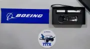 BOEING Carbon Flashlight Keychain STICKERS UNUSED~ FLY AVIATION AIRPLANE P258