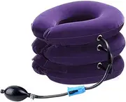 Chiropractic Neck Traction Device, Effective Relief Neck/Head/Shoulder pain, Neck Support, Neck Brace, Inflatable Cervical Pillow With Collar, Adjustable For Home Use(Purple)