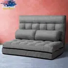 2 Seater Sofa Bed Futon Couch Adjustable Recliner Lounge Space Saving Grey