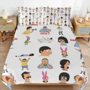 a1306 Bob\'s Burgers Duvet Cover Set, 3 Piece Bedding Set 86x70" Double Sided Printing Decorative Comforter Cover Set (1 Duvet Cover + 2 Pillow Shams)