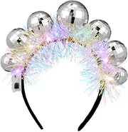 [LIFKOME] Vintage Retro Disco Headpiece Christmas Party Headband Elastic Multi-color Disco Balls for New Years