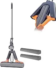 Squeeze Mop – PVA Sponge Roller Mop for Floor Cleaning | Adjustable Handle, Absorbent Sponge Mop for Hardwood, Tile, Marble | Includes 2 Sponge Head Refills, Cleaning Tool for Living Room, Bal