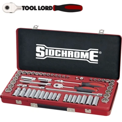 Sidchrome 56 Piece 3/8" Drive Socket Set Metric & AF 5-22mm 1/4"-7/8" SCMT13110