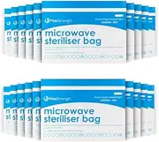 Microwave Steriliser Bags Premium 10pc Pack by Max Strength, Large & Durable Steam Bags for Baby Bottles, Soothers, Teethers & Training Cups, 20 Uses Per Bag, Marking System, Chemical Free & Safe Zone