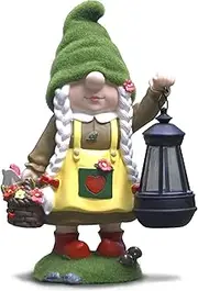 Gnomes Garden Lady - Solar Sculptures & Statues, Outdoor Funny Knomes - Funny Gnome Gifts With Lights - Garden Decor & Decorations (13in)