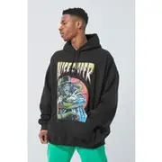 Mens Black Oversized Alice Cooper License Hoodie
