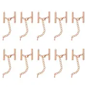 10Sets Slide on End Clasps, 25mm Tube Slider Crimp Cord Ends, Rose Gold