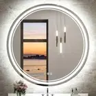 KeonJinn 24 in. W x 24 in. H Round Frameless 3 Colors LED Anti-Fog Vanity Mirror
