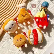 Cute Hamburger Keychain with Colorful Plush Pendant for Bag or Backpack