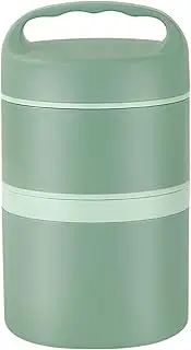 BBTISG Food Thermal Container, 1.8 L, 2-Ply Stainless Steel Cereal Cup Thermal Container with Handle Leak-Proof Double-Walled Stainless for School, Picnic, Travel, Work (Green)