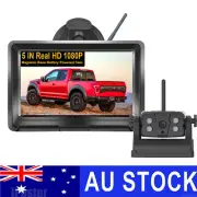 Wireless Magnetic Battery Powered IR Backup Camera 5" Monitor 50m For Trailer RV