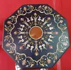 18" black Marble Dining Coffee Center side Table Top inlay malachite antique t7