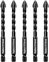 Larouoba 5pc 6MM Masonry Drill Bits, 1/4” Concrete Drill Bit Set for Tile,Brick, Plastic and Wood,Tungsten Carbide Tip Best for Wall Mirror and Ceramic Tile.