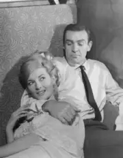 Sean Connery and Daniela Bianchi embrace in a scene from the 1963 - Old Photo