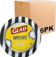 Glad Everyday Round Disposable Paper Plates with Referee Football Design | Cut-Resistant, Microwavable Paper Plates for All Foods & Daily Use | 10 Inches, 58 Count - 6 Pack