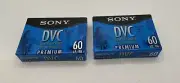 2 )Sony DVC Digital Video Cassette Premium MiniDV Tape 60 LP 90 New Sealed