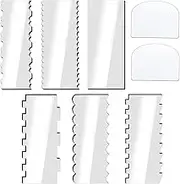 8 Pieces Clear Acrylic Cake Scraper, 6Pcs Icing Scraper Comb and 2Pcs Soft Plastic Cake Scraper Smoother, 9.5 Inch Large Cake Shapers Kitchen Baking Tools for Cake Decorating for Christmas Halloween