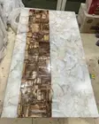 48"x24" Petrified White Agate Table Top, Stone Dining Table, Home & Office Decor